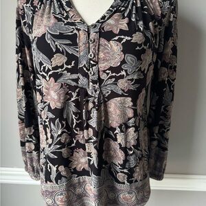 Floral Black and Gray Women's Top